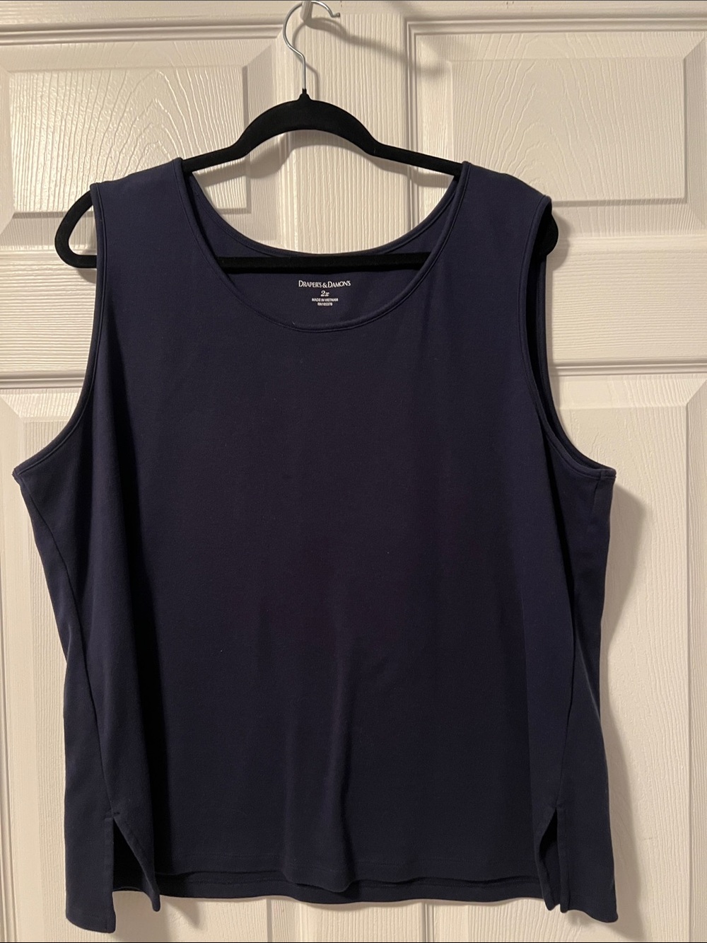 Navy Scoop Neck Sleeveless Tank top with side vents